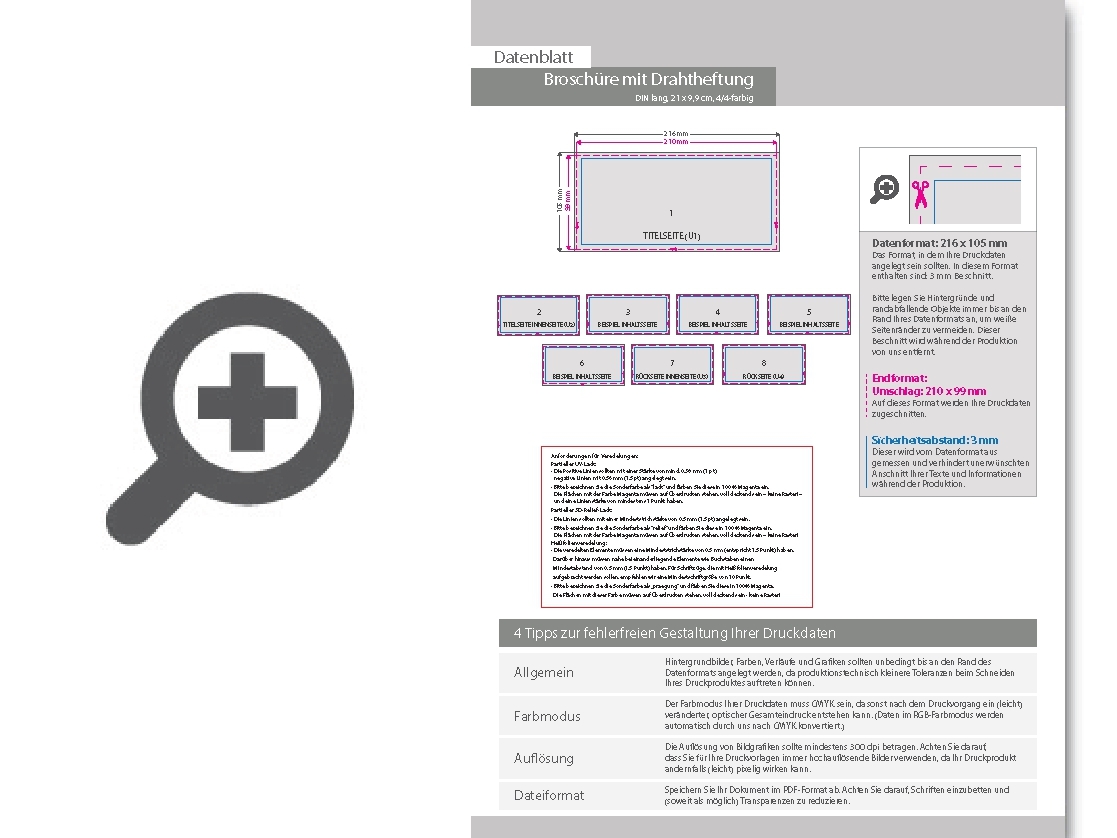 Product Bild brosch__re_mit_drahtheftung__endformat_din_lang_quer_(210_x_99_mm)__16-seitig