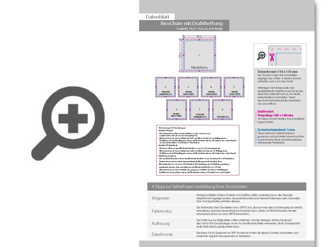 Product Bild brosch__re_mit_drahtheftung__endformat_quadrat_14_8_cm_x_14_8_cm__108-seitig